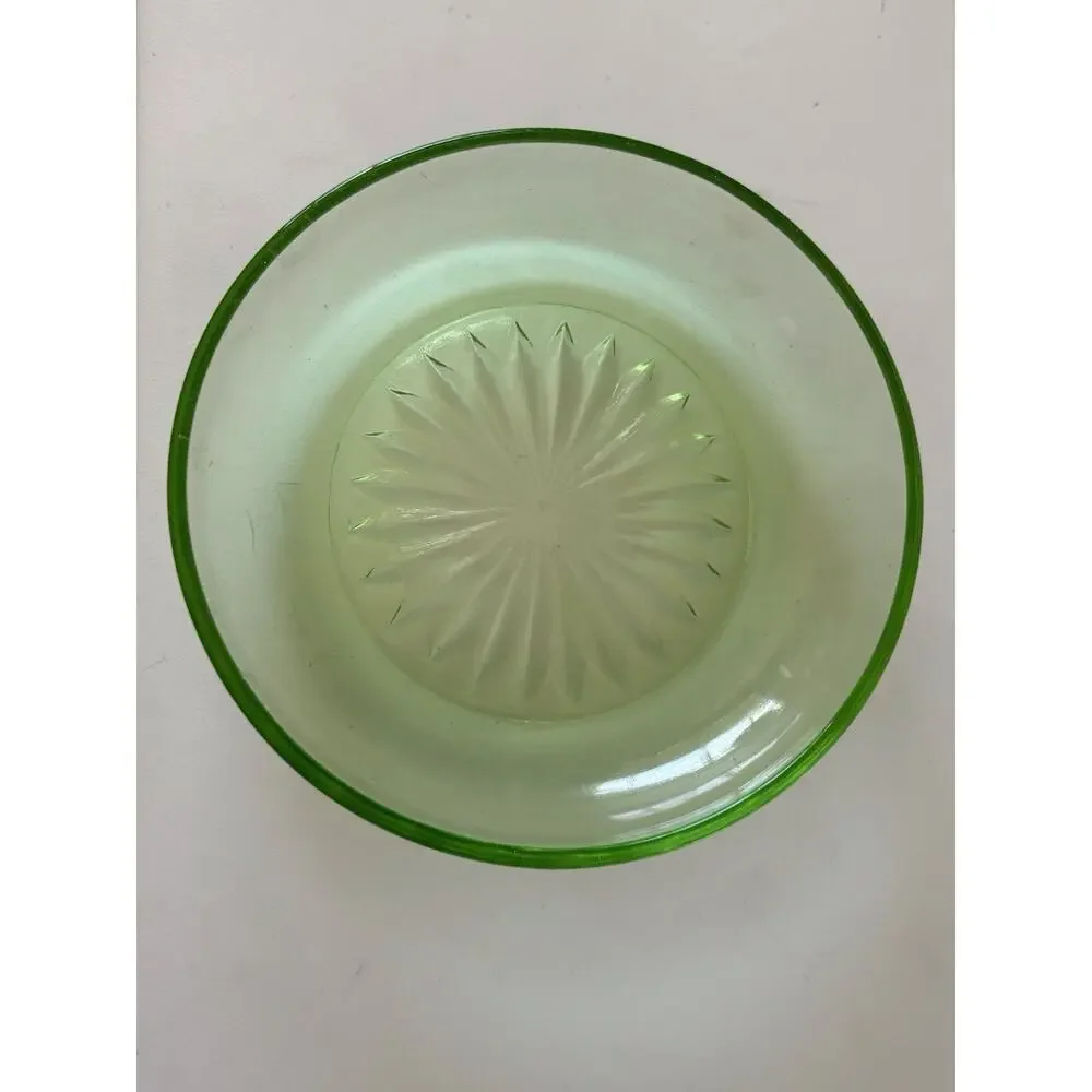 Uranium Glass Depression Glass Juicer Reamer Vintage 2 Piece Great Glow!